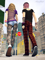 crush city blood foot_crush streets sneakers shrunken_person stuck_to_foot behind_view street_view sorenzer0 digital_render