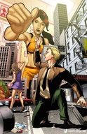 drawing city blonde color brunette shrunken_men shrunken_woman shrunken_man shrunken_city giantessfan