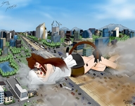 drawing giantess crush city color destruction teasing open_mouth highway giantesses cat_girl body_crush commission vehicle_crush hank88 sammy vegasmazza3 kanade rolling