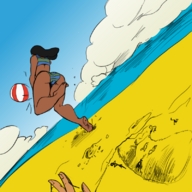 drawing crush black_hair color butt swimsuit beach barefoot water ocean unaware sand dark_skin disney point_of_view nani_pelekai low_angle_shot foot_prints lilo_and_stitch