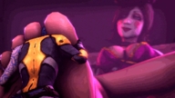feet barefoot soles short_hair worship animation shrunken_woman looking_down between_toes borderlands digital_render mad_moxxi t_soni source_film_maker maya_(borderlands)
