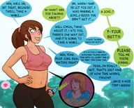 drawing vore color brunette digestion story belly shrunken_woman cruel dialogue stomach_view shrunken_victim