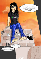 drawing giantess black_hair color long_hair destruction barefoot buildings sitting birds dialogue sitting_on_building 4chan boxxy pedobear mooninites aqua_teen_hunger_force