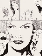 drawing giantess vore mega comic monochrome long_hair handheld marcos_snowbell medieval hand cruel