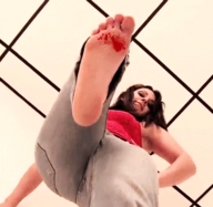 crush soles blood brunette foot_crush animation point_of_view raised_foot perspective imminent_crush