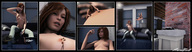 breasts climbing topless red_hair sitting hand death shrunken_woman cage cruel between_fingers sofa panels sorenzer0 looking_at_tiny digital_render throw
