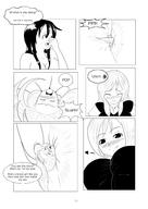 drawing insertion pussy blushing comic monochrome shrunken_woman entrapment dialogue inside_pussy pussy_entrapment himeko technimind