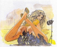 drawing giantess pussy mega blonde color long_hair butt small_men high_heels lying_down legs butt_hole looking_at_viewer source_needed milo_manara posing_for_photo