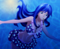 breasts giantess blonde swimsuit cleavage blue_hair underwater entrapment swimming fairy_tail kuraigts looking_at_tiny lucy_heartfilia juvia grey_fullbuster juvia_lockser