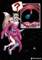 drawing giantess white_hair vore earth tail space color teeth saliva moon kimono uvula planets open_mouth fox_girl giantessfan stars zoom tabi_socks planet_vore cosmic_giantess joselxxvi