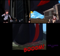 giantess city comic black_hair destruction huge_breasts digital_render cruelty ariane