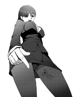 drawing upskirt monochrome looking_down no_background mouth_open in_pantyhose