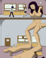 drawing nude black_hair long_hair destruction classroom uneven_growth