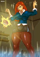 breasts drawing growth giantess mega upskirt color long_hair skirt camel_toe red_hair witch uniform magic indoors point_of_view gwen_tennyson thick_thighs ben_10 5tarex outgrowing_room cartoon_network