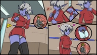 drawing vore alien color in_stomach handheld cleavage digestion boots shrunken_men thor66 blue_skin heart inside_view xentain antennae between_breasts