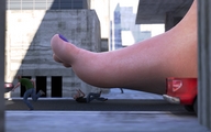 giantess city barefoot buildings walking people streets underneath sky raised_foot running_away imminent_crush digital_render jamesmason0 kendal