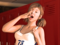 unknown_artist pigtails open_mouth indoors between_fingers locker_room imminent_vore digital_render