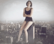 city mega destruction buildings brunette sitting legs animation sky looking_at_viewer ps3_has_no_games lauren_cohan analternateusername