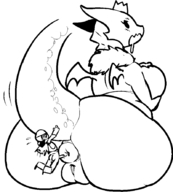 breasts drawing pussy dragoness tail wings butt anal black_white noill