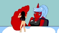 drawing color licking toes barefoot sweat worship animation shrunken_woman panty_and_stocking_with_garterbelt kneesocks_(panty_and_stocking) stocking_(panty_and_stocking) fooooly