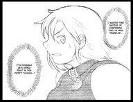 drawing giantess manga comic monochrome barefoot huge_breasts sweat short_hair eye english dust dialogue thinking bakugeki_no_g giant_sparring_disciple_vs._teacher jay-bug looking_around planet_(bakugeki_no_g)