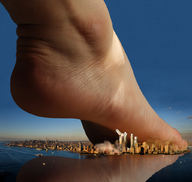 collage giga city destruction giant male foot_crush