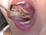 tongue teeth brunette lips spoon imminent_vore
