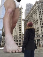 city giant buildings underwear bulge looking_up chicago cold stocking_cap hairy_legs