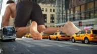 collage giant barefoot crawling shorts bus bending_over shirtless taxi_cabs on_knees