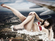 city mega destruction barefoot helicopter asian lying_down legs jets sky pedicure aerial_view looking_at_viewer sjw military_jets