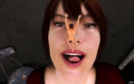tongue mouth bondage face shrunken_man dangle looking_at_victim imminent_vore digital_render jamesmason0
