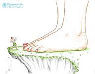 drawing giantess feet mega color barefoot dragonesslife grass cliff falling_debris looking_upmark_lee