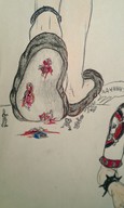 drawing crush blood foot_crush cruel under_foot slippers stuck_to_foot vaux