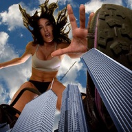 breasts giantess collage panties city mega buildings looming reaching looking_down sneakers rachel point_of_view top giantess_rachel giantessbeta bare_midriff