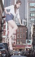 giantess collage city asian streets vehicles looking_at_viewer between_buildings yamato
