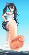 drawing landscape mega upskirt toes barefoot soles low_angle legs mountains sky point_of_view raised_foot iodain