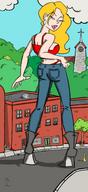 drawing giantess city mega blonde color handheld high_heels unknown_artist civilians top back_view