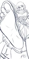 drawing monochrome barefoot dress sketch looking_down ruby commission raised_foot bryan_lobdell rwby krimsionsoul