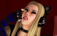 vore blonde tongue mouth finger gloves dangle licking_lips looking_at_tiny digital_render jamesmason0 tiny_vs_predator