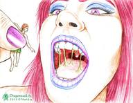 giantess vore tongue teeth saliva lips red_hair dragonesslife nose afraid