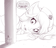 drawing monochrome nurse shrunken_man hiding cat_girl cat_and_mouse sheela panda_bug