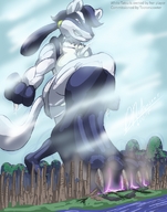 crush pokemon feet furry macro city mega armor destruction paws sitting bulge jackal glow forest night lucario runes