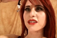 vore teeth red_hair animation shrunken_man open_mouth dangle lipstick