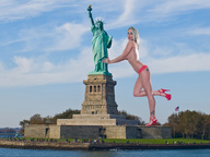 giantess collage panties high_heels sky tattoo looking_at_viewer statue_of_liberty american_flag ser-gts liberty_island