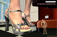 feet penis toes high_heels unaware shrunken_man naked_man looking_up pedicure digital_render bald giantess-erodreams2 french_dooes