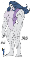 drawing mega color long_hair barefoot story muscles leotard no_background she-hulk grey_skin invisible_woman marvel_comics susan_storm