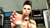 giantess cleavage brunette grasping resident_evil point_of_view necklace looking_at_viewer digital_render excella_gionne control_room