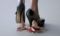 crush nude high_heels blood foot_crush shrunken_woman cruel under_foot extermination digital_render cayn99 heelwork insides