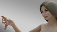 breasts nipples crush nude butt handheld blood death shrunken_woman cruel between_fingers looking_at_victim digital_render grey_background cayn99