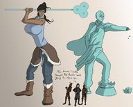 drawing black_hair color huge_breasts angry scared mini_giantess looking_down looking_up statue korra legend_of_korra
